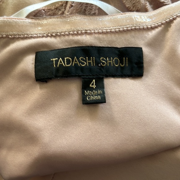 Tadashi Shoji Off The Shoulder Dusty Rose Floor Length Lace Gown - Picture 4 of 5